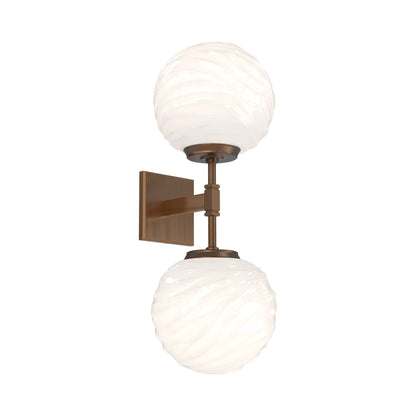 Gaia Double LED Wall Light in Oil Rubbed Bronze/White Blown Glass.