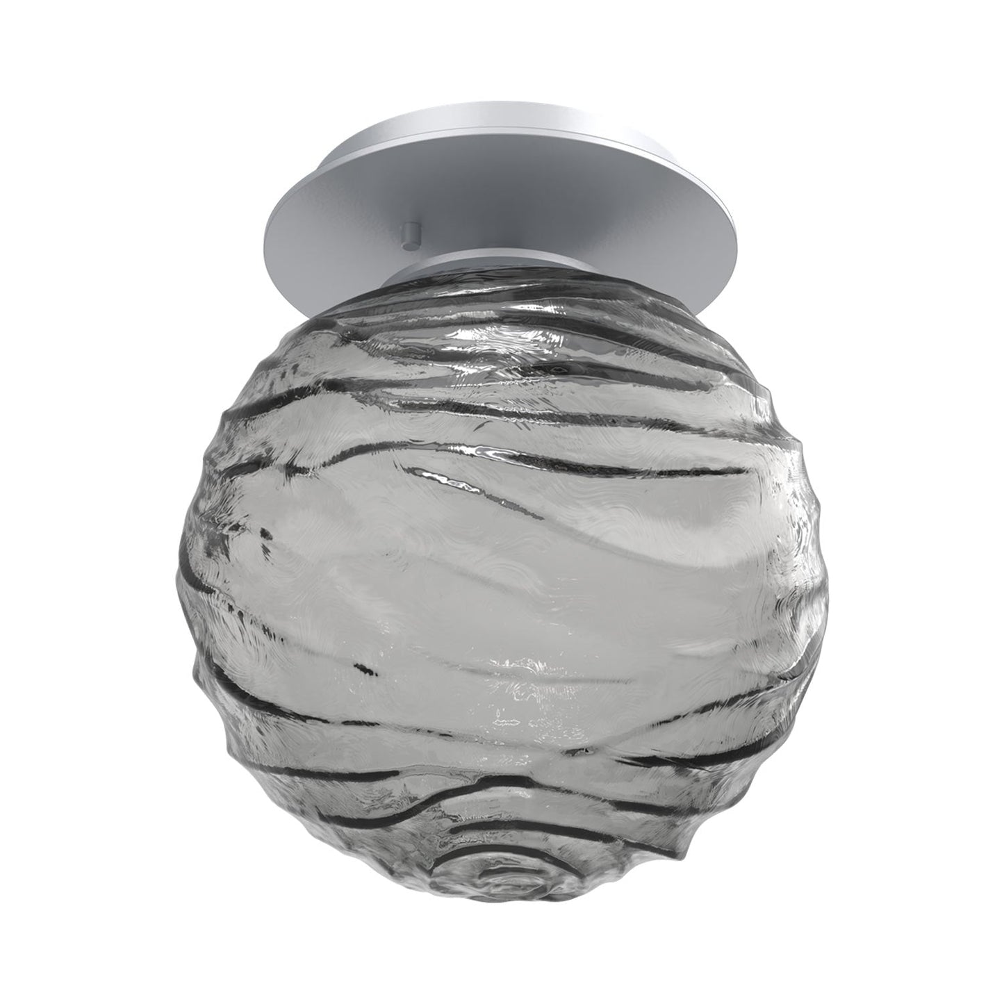 Gaia LED Ceiling / Wall Light in Classic Silver/Smoke Blown Glass.