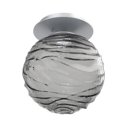 Gaia LED Ceiling / Wall Light in Classic Silver/Smoke Blown Glass.
