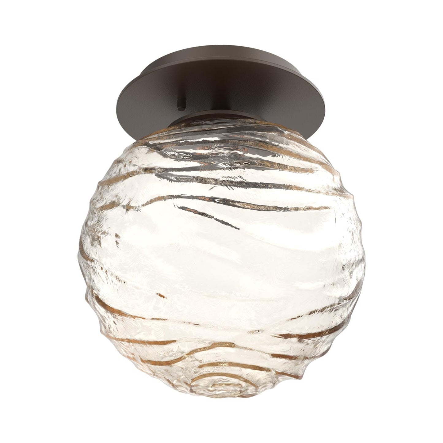 Gaia LED Ceiling / Wall Light in Flat Bronze/Amber Blown Glass.