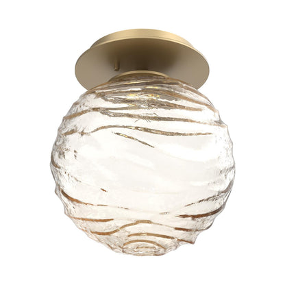 Gaia LED Ceiling / Wall Light in Gilded Brass/Amber Blown Glass.