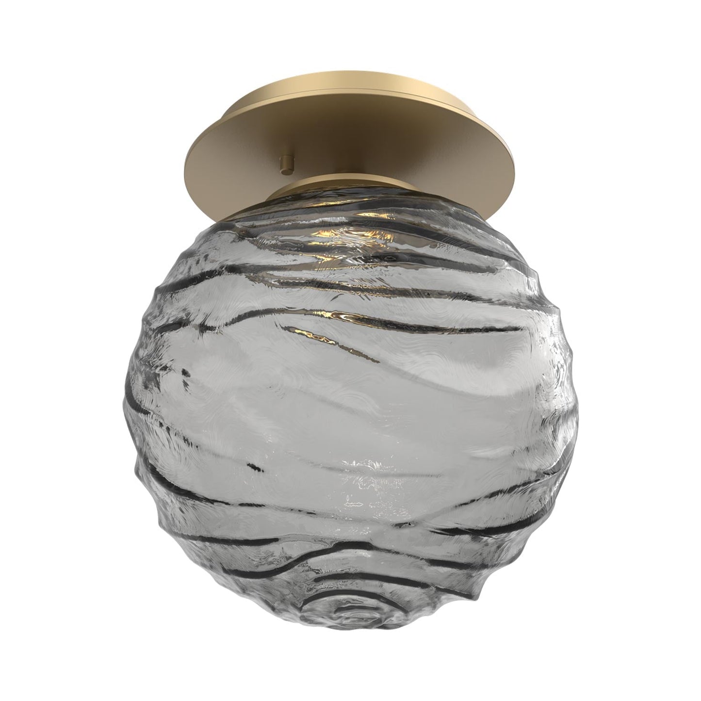 Gaia LED Ceiling / Wall Light in Gilded Brass/Smoke Blown Glass.