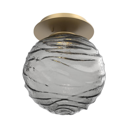 Gaia LED Ceiling / Wall Light in Gilded Brass/Smoke Blown Glass.