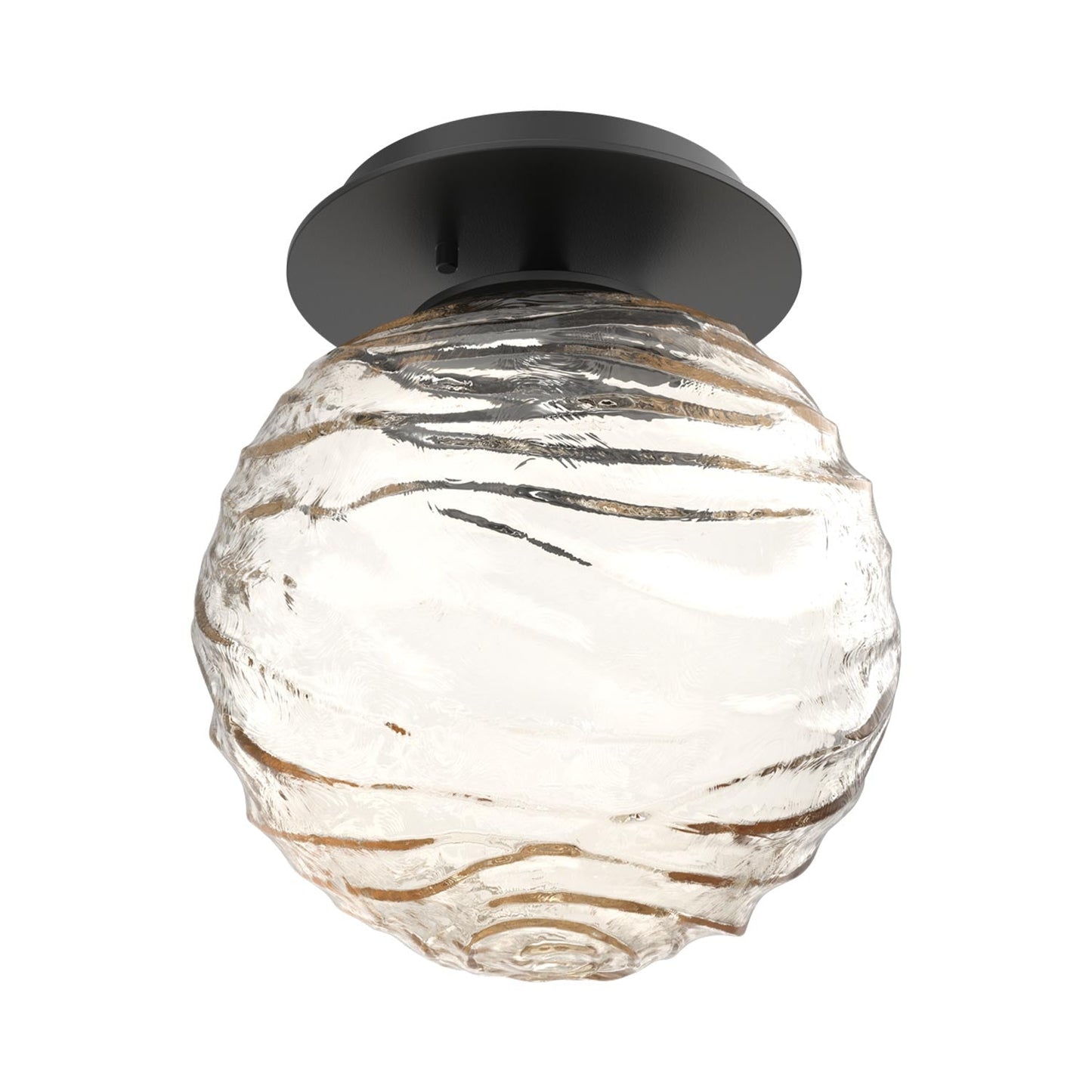 Gaia LED Ceiling / Wall Light in Matte Black/Amber Blown Glass.