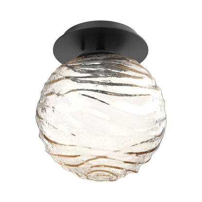 Gaia LED Ceiling / Wall Light in Matte Black/Amber Blown Glass.
