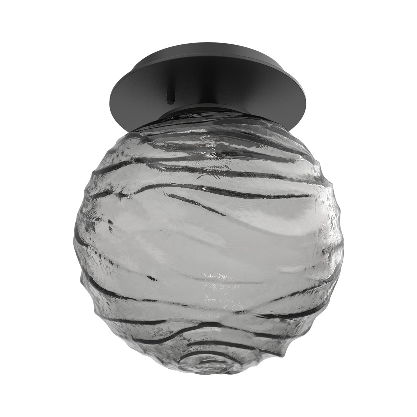 Gaia LED Ceiling / Wall Light in Matte Black/Smoke Blown Glass.