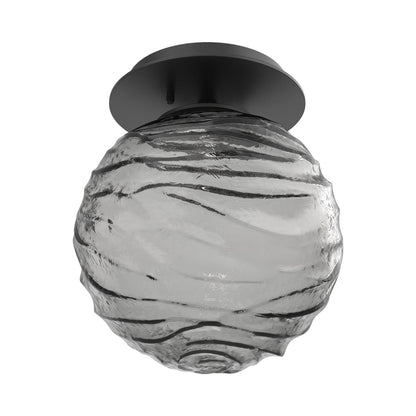Gaia LED Ceiling / Wall Light in Matte Black/Smoke Blown Glass.