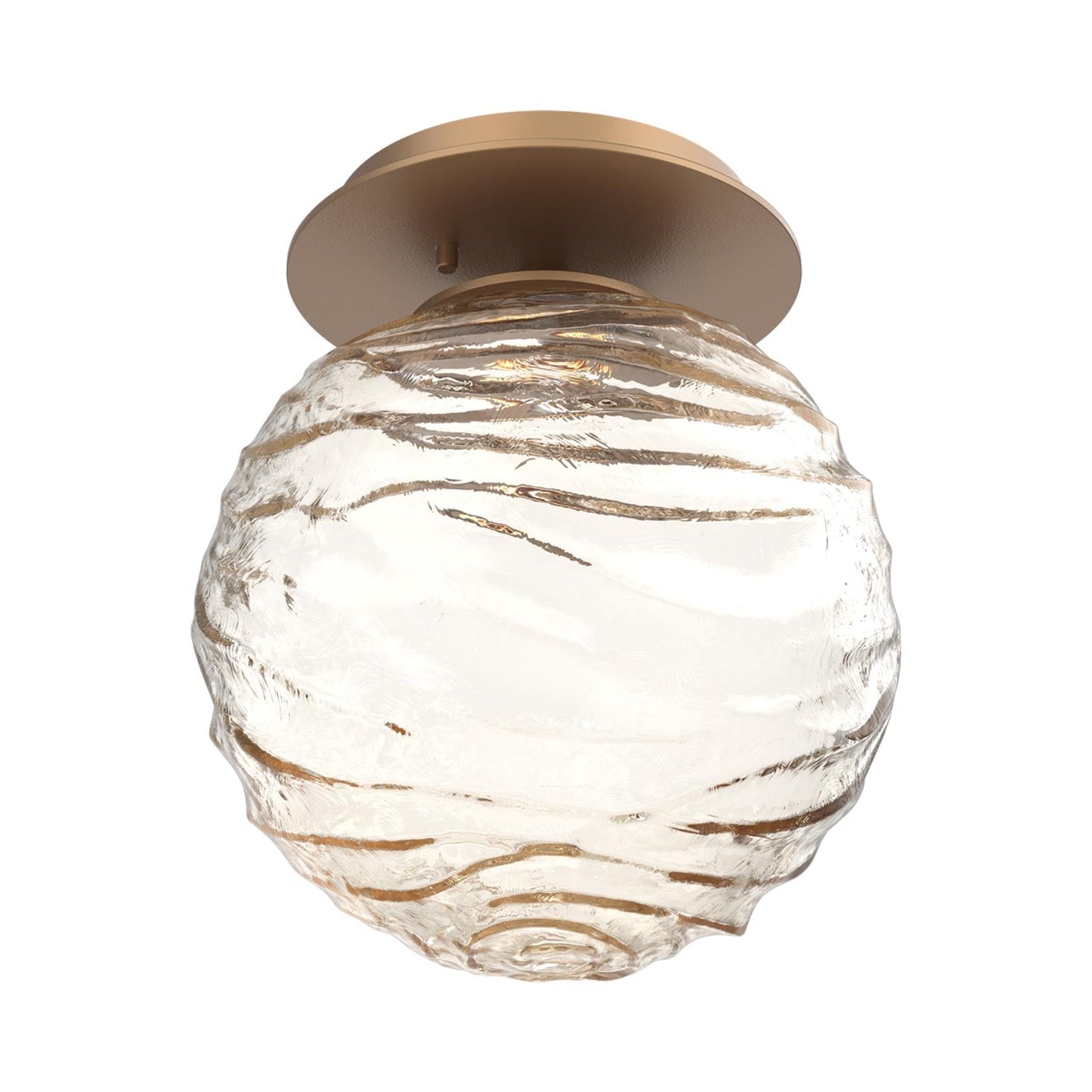 Gaia LED Ceiling / Wall Light in Novel Brass/Amber Blown Glass.