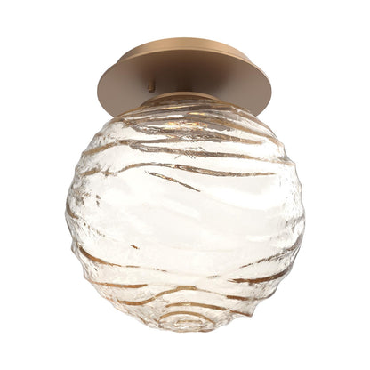 Gaia LED Ceiling / Wall Light in Novel Brass/Amber Blown Glass.