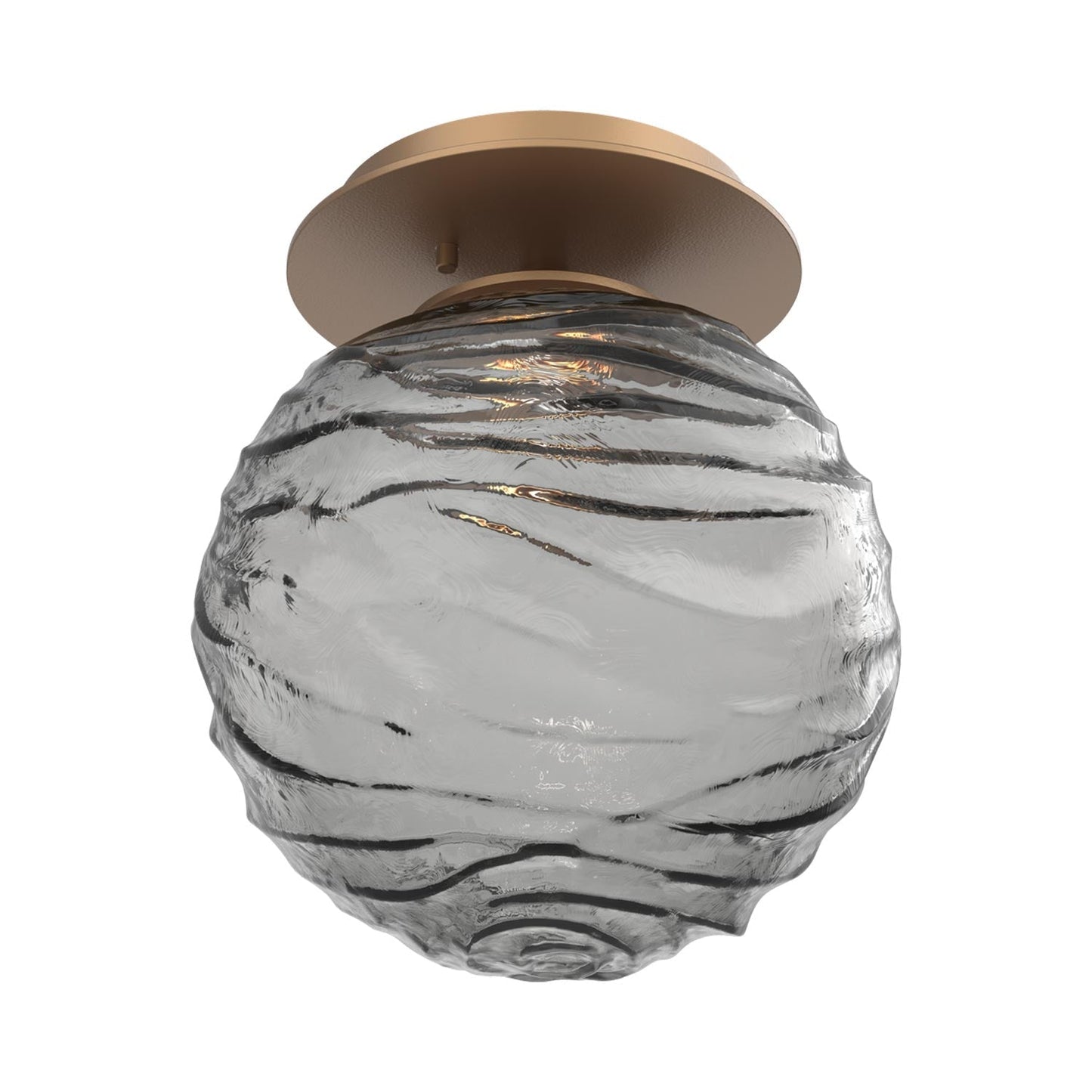 Gaia LED Ceiling / Wall Light in Novel Brass/Smoke Blown Glass.