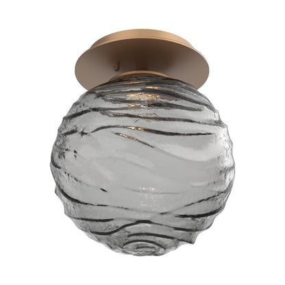 Gaia LED Ceiling / Wall Light in Novel Brass/Smoke Blown Glass.