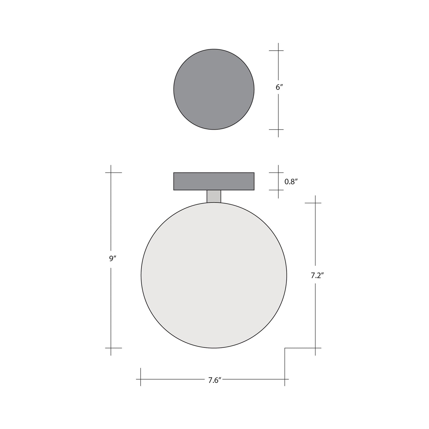 Gaia LED Ceiling / Wall Light - line drawing.