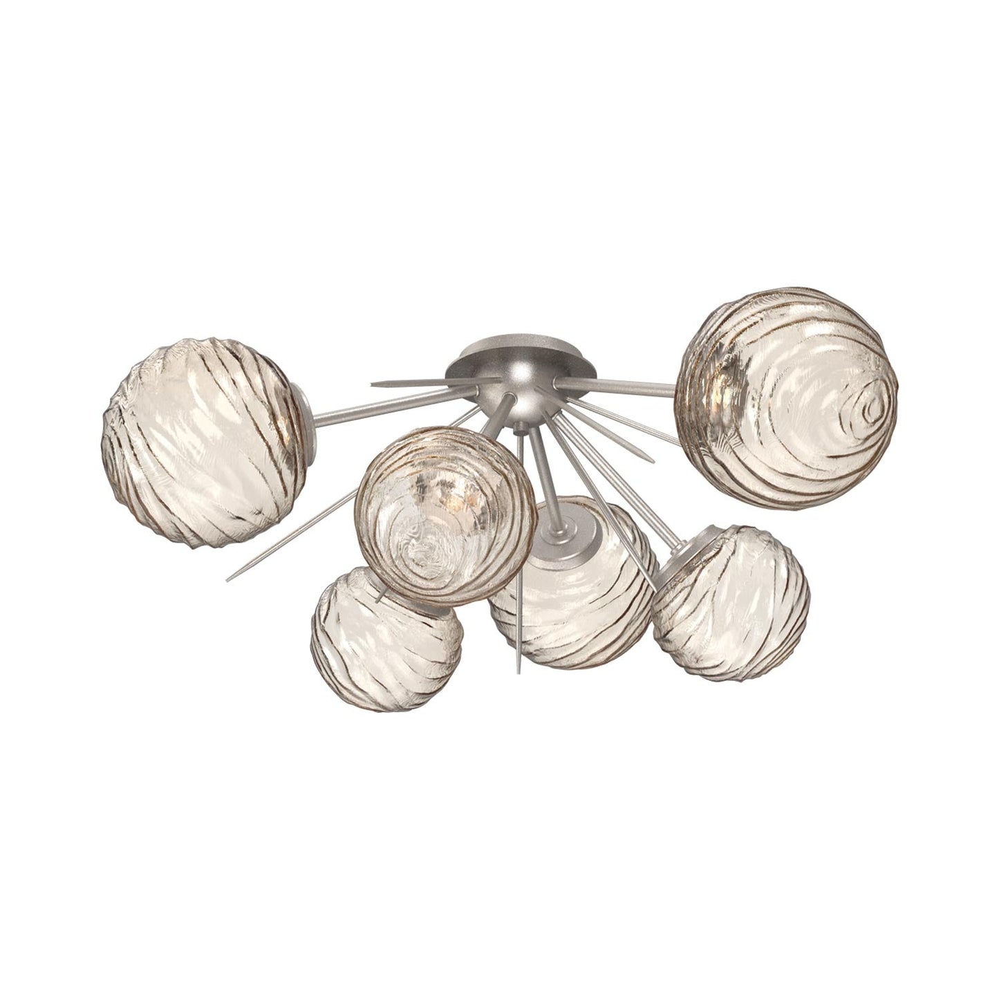 Gaia LED Flush Mount Ceiling Light in Beige Silver/Amber Blown Glass.