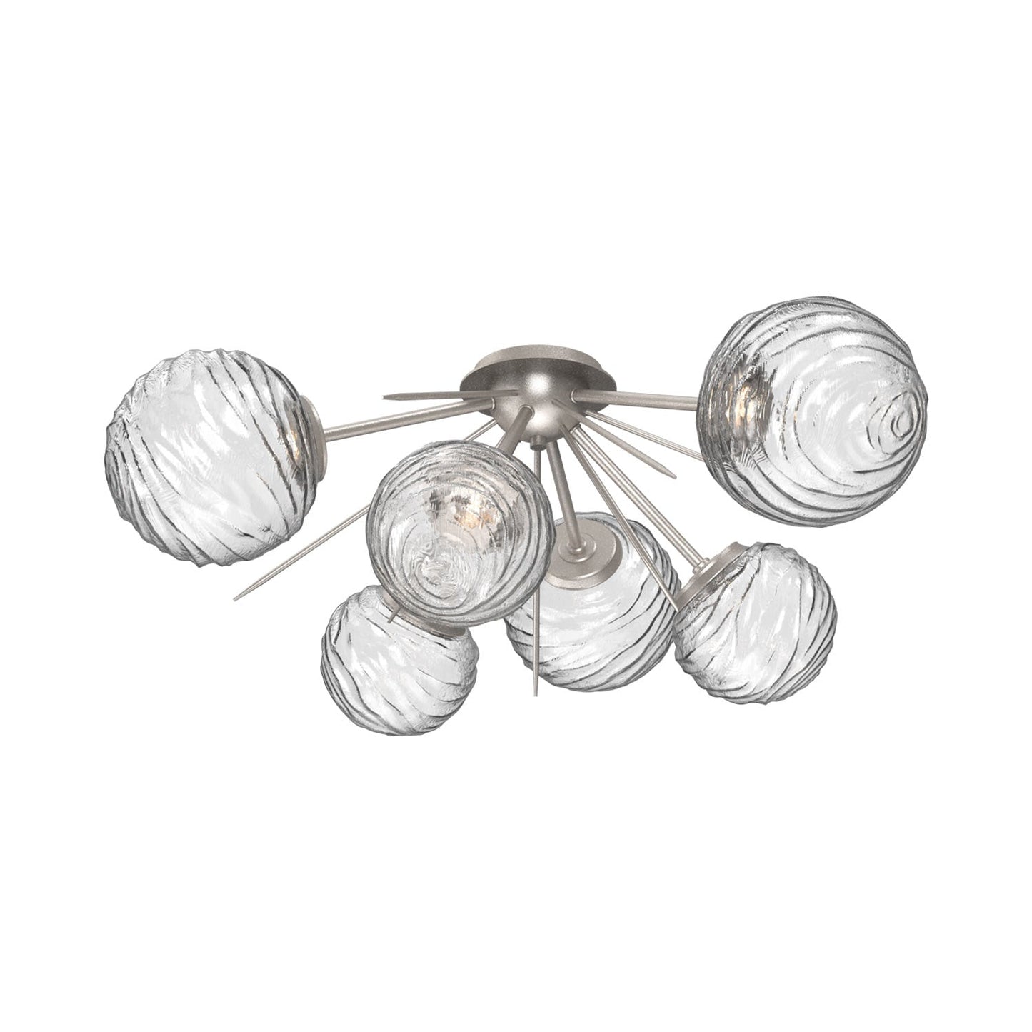 Gaia LED Flush Mount Ceiling Light in Beige Silver/Clear Blown Glass.