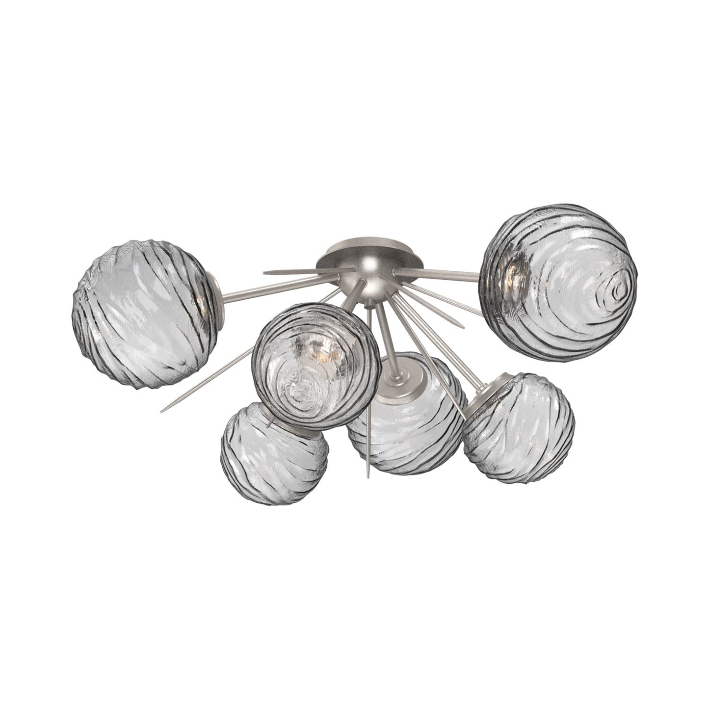 Gaia LED Flush Mount Ceiling Light in Beige Silver/Smoke Blown Glass.