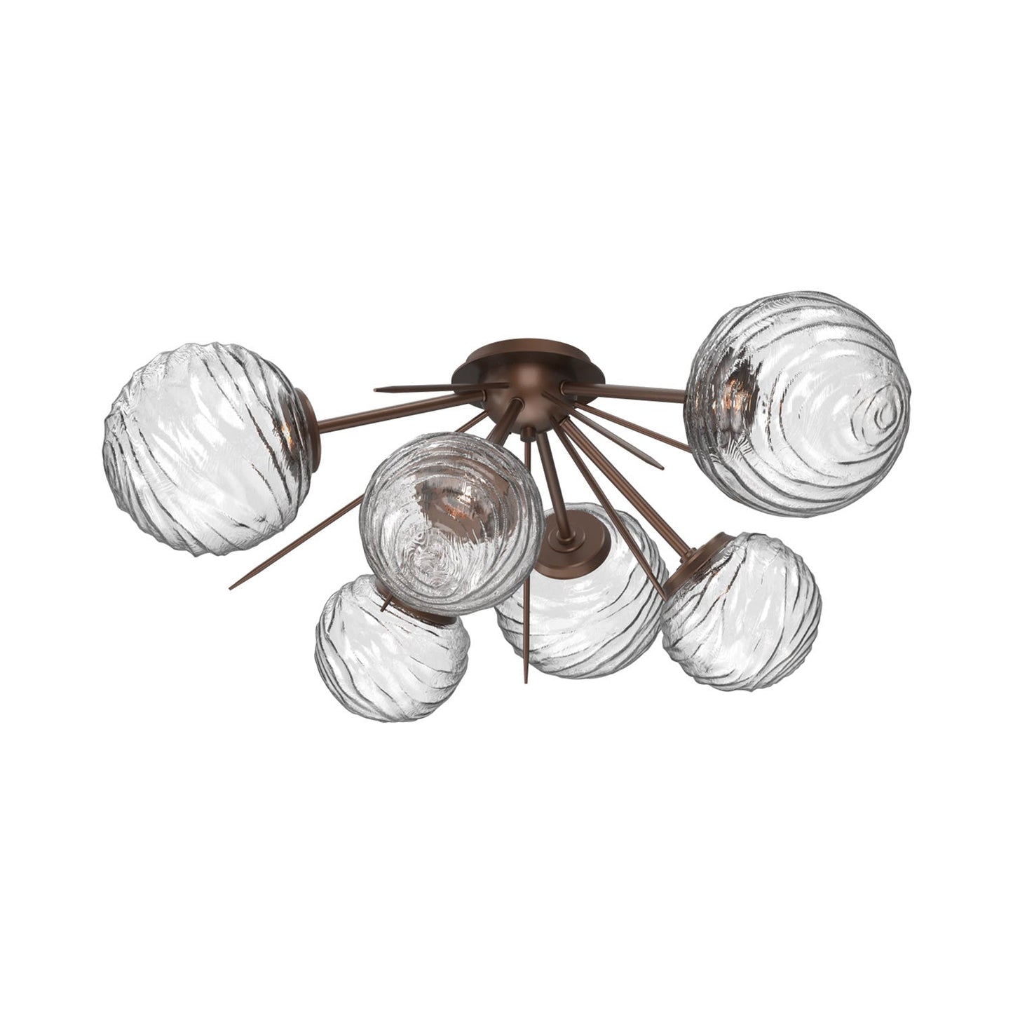 Gaia LED Flush Mount Ceiling Light in Burnished Bronze/Clear Blown Glass.
