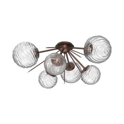 Gaia LED Flush Mount Ceiling Light in Burnished Bronze/Clear Blown Glass.