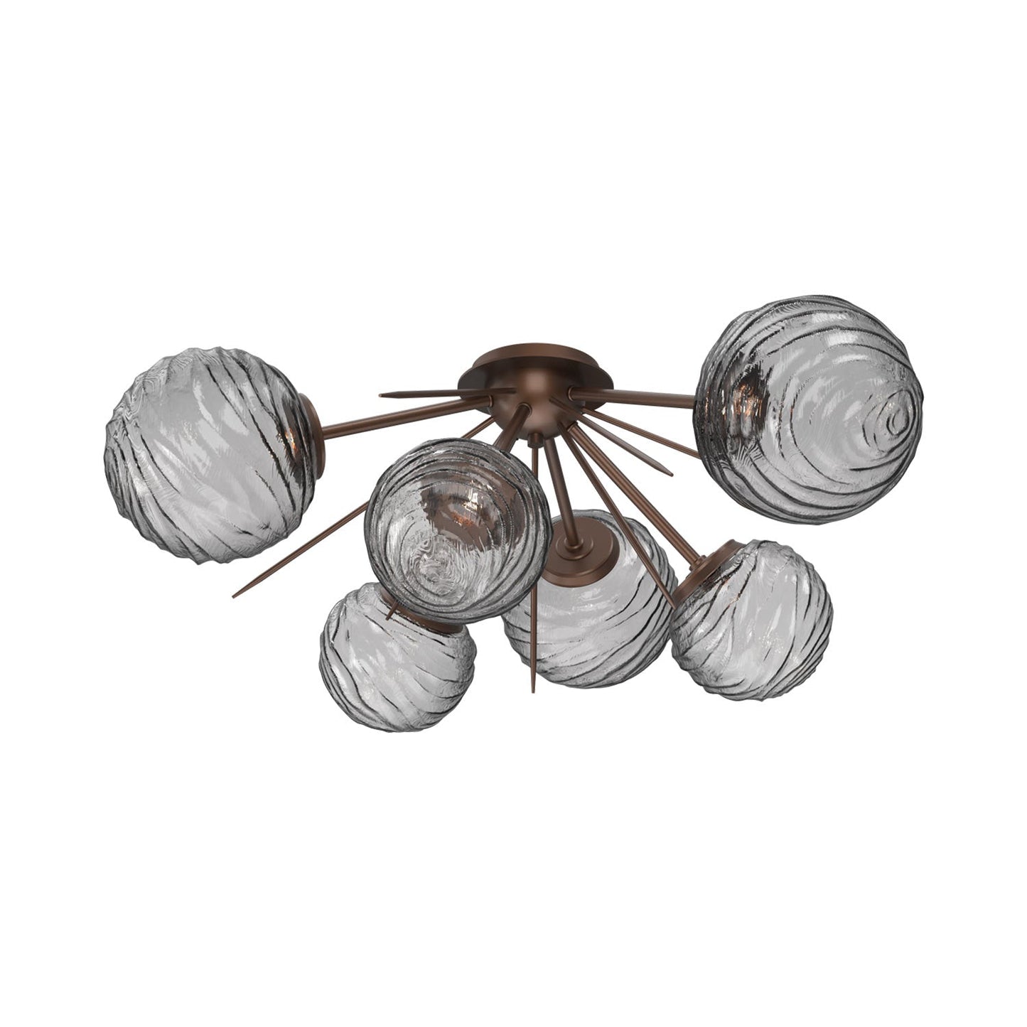 Gaia LED Flush Mount Ceiling Light in Burnished Bronze/Smoke Blown Glass.