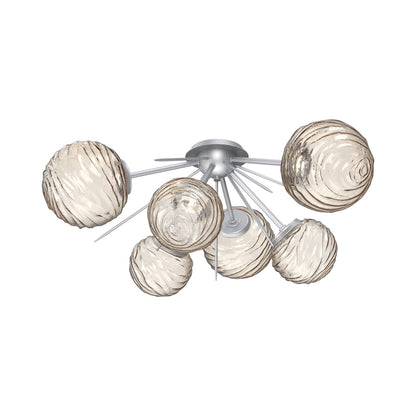 Gaia LED Flush Mount Ceiling Light in Classic Silver/Amber Blown Glass.