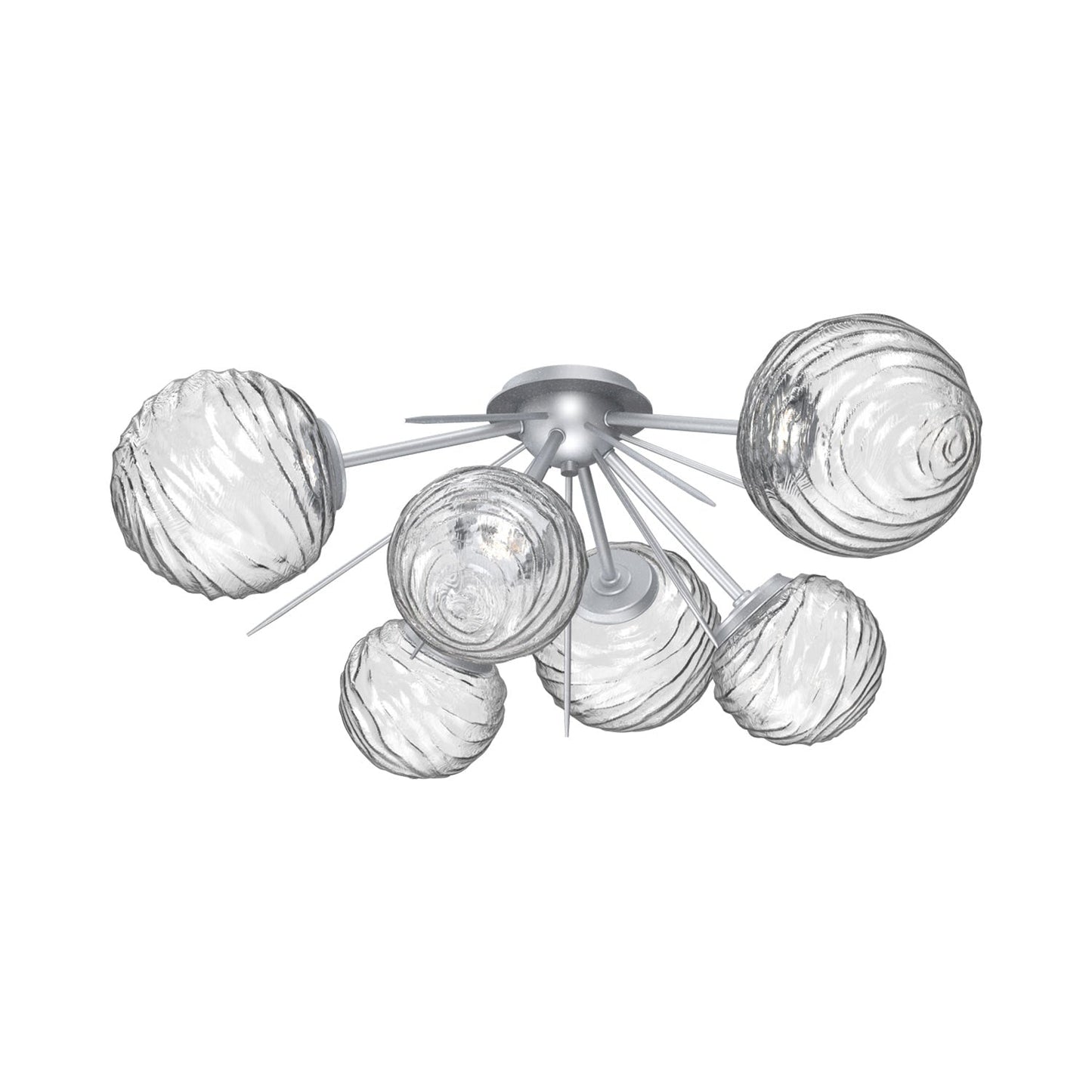 Gaia LED Flush Mount Ceiling Light in Classic Silver/Clear Blown Glass.