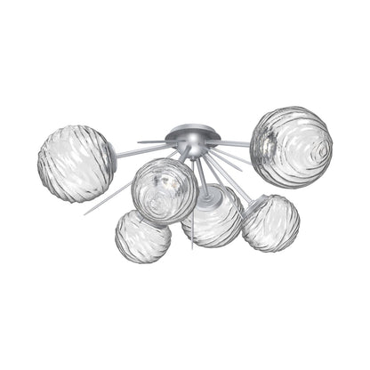 Gaia LED Flush Mount Ceiling Light in Classic Silver/Clear Blown Glass.