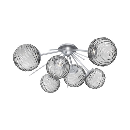 Gaia LED Flush Mount Ceiling Light in Classic Silver/Smoke Blown Glass.