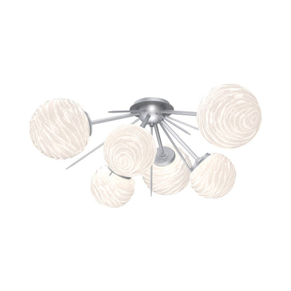 Gaia LED Flush Mount Ceiling Light in Classic Silver/White Blown Glass.