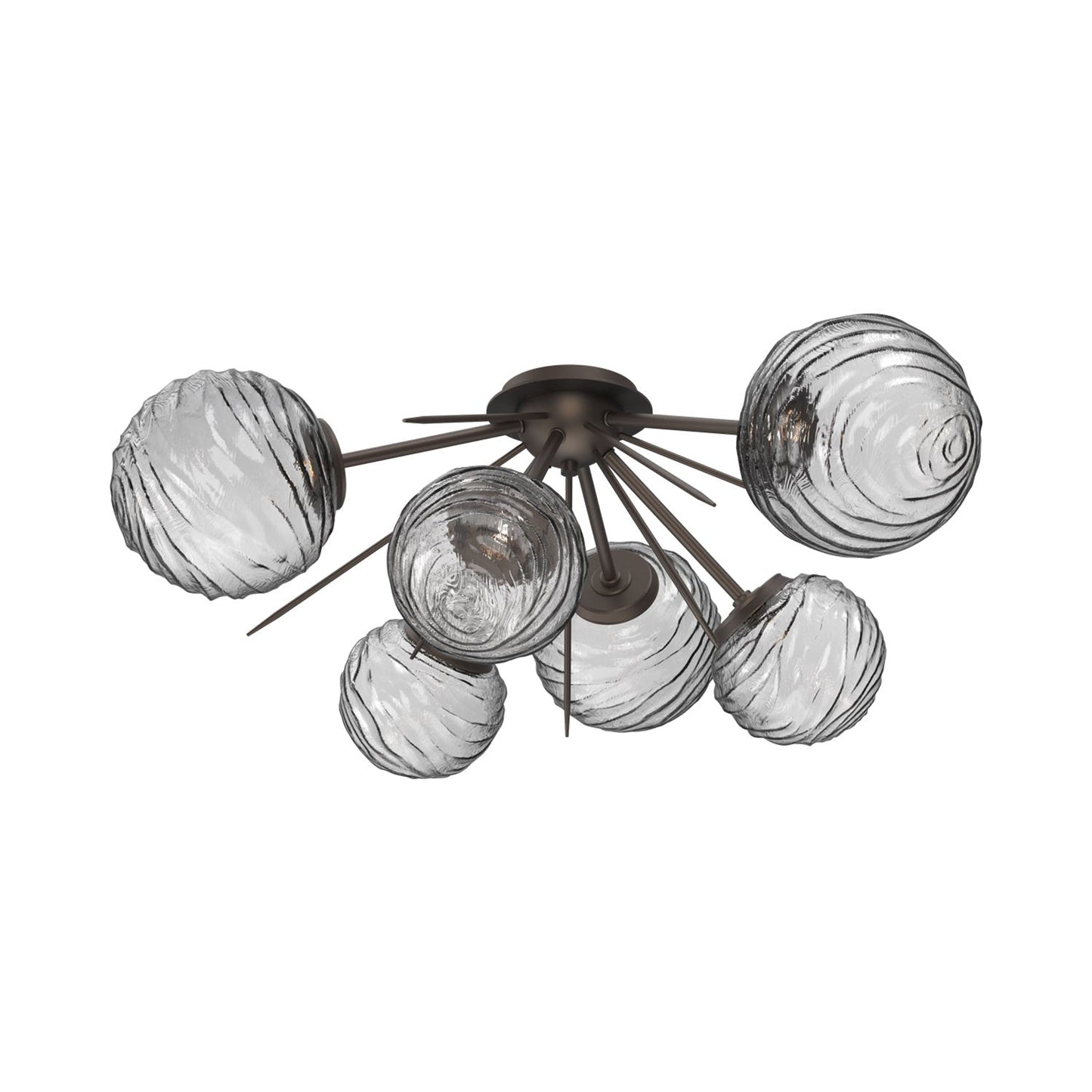 Gaia LED Flush Mount Ceiling Light in Flat Bronze/Smoke Blown Glass.