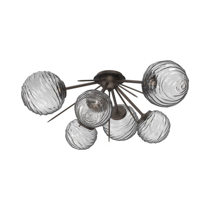 Gaia LED Flush Mount Ceiling Light in Flat Bronze/Smoke Blown Glass.