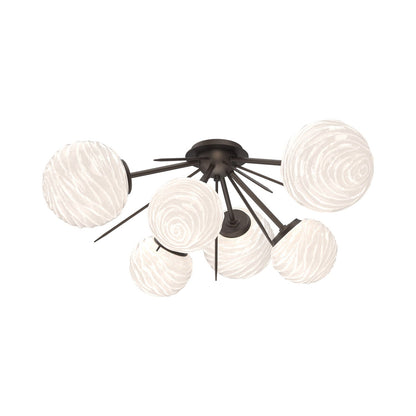 Gaia LED Flush Mount Ceiling Light in Flat Bronze/White Blown Glass.