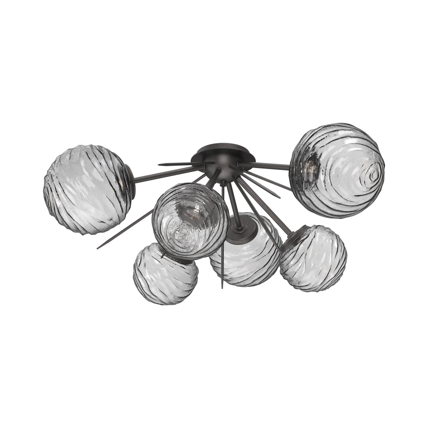 Gaia LED Flush Mount Ceiling Light in Graphite/Smoke Blown Glass.