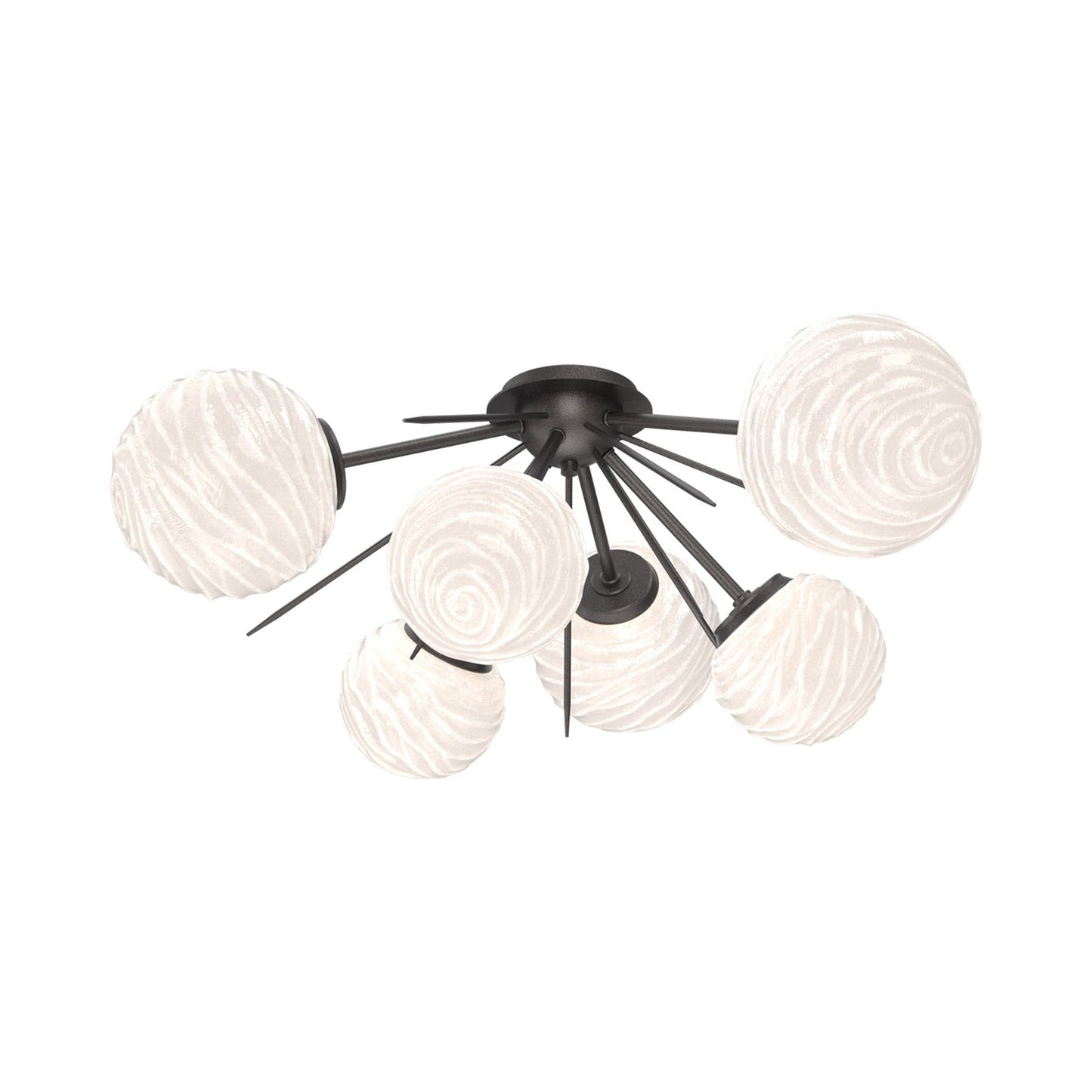 Gaia LED Flush Mount Ceiling Light in Graphite/White Blown Glass.