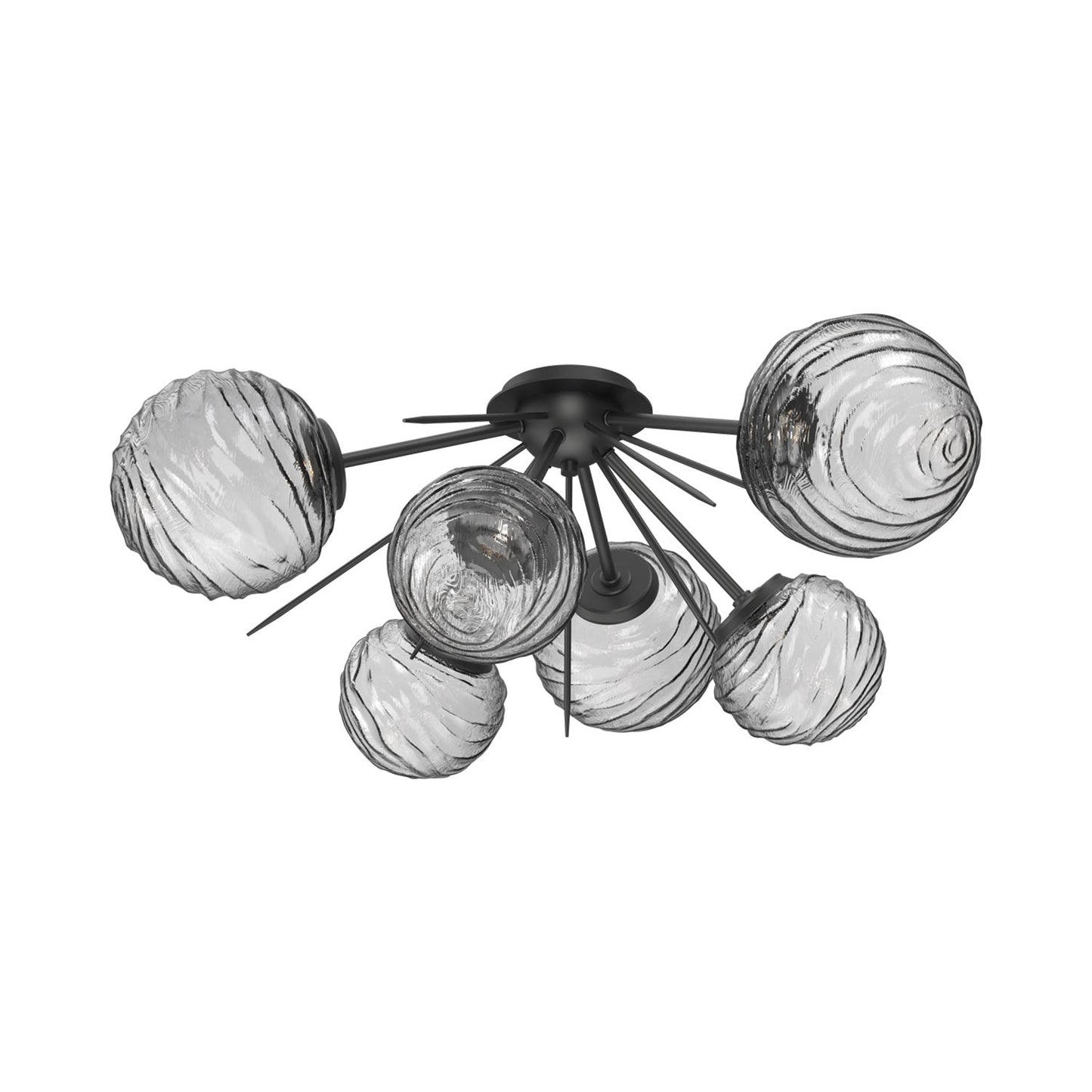 Gaia LED Flush Mount Ceiling Light in Matte Black/Smoke Blown Glass.