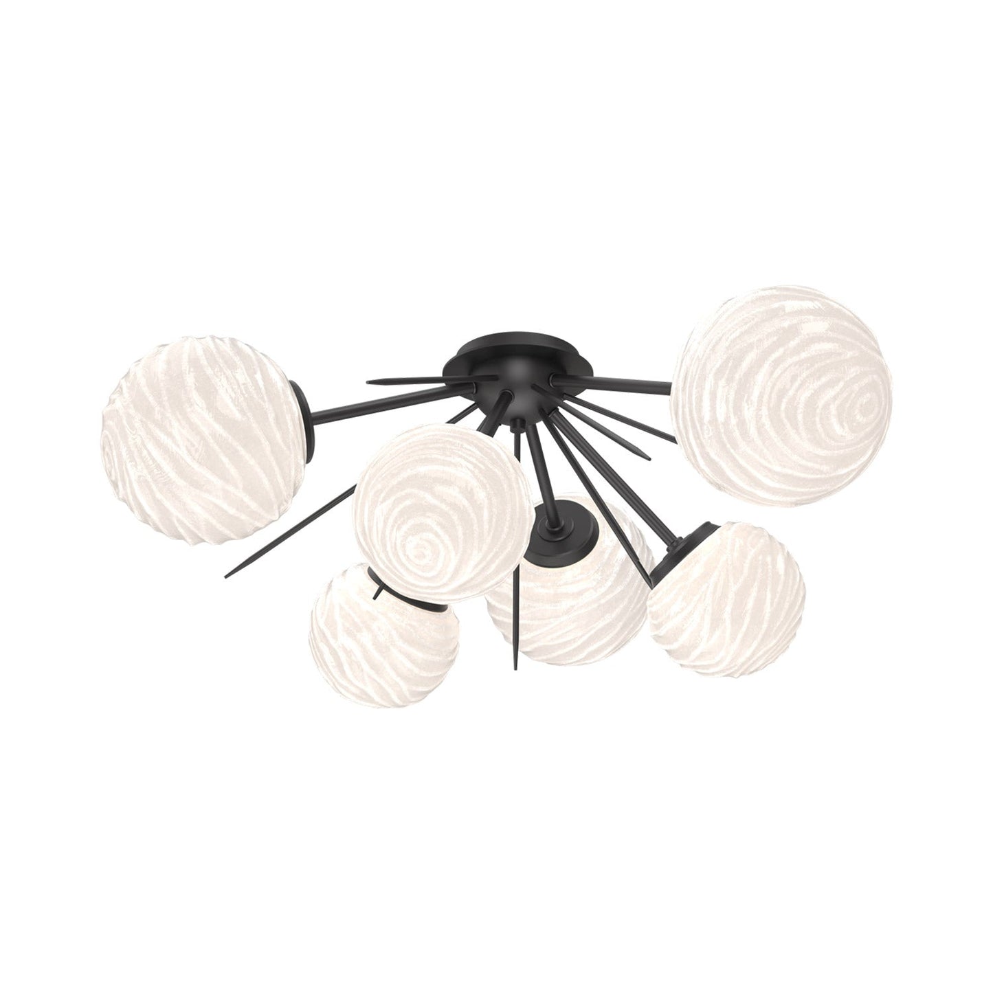 Gaia LED Flush Mount Ceiling Light in Matte Black/White Blown Glass.