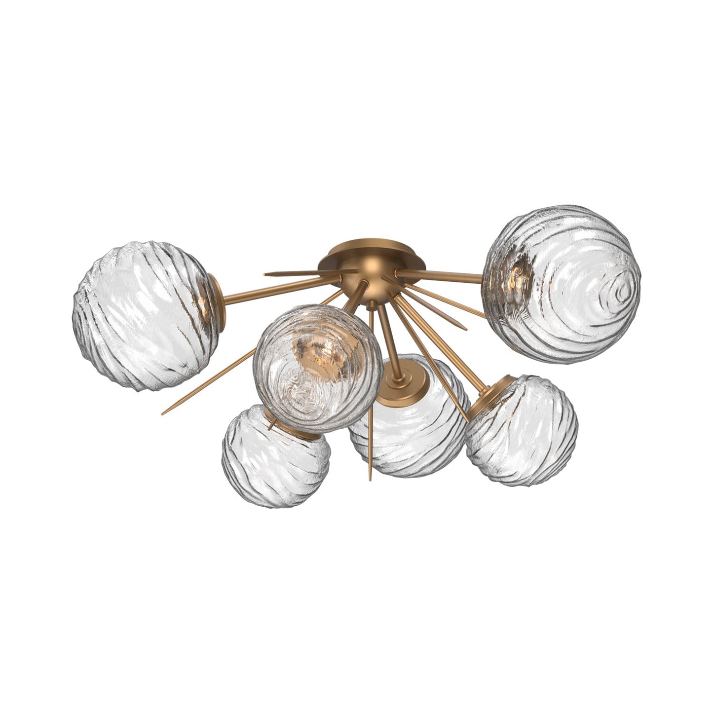 Gaia LED Flush Mount Ceiling Light in Novel Brass/Clear Blown Glass.