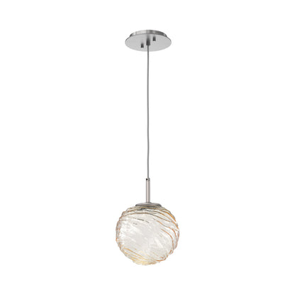 Gaia LED Pendant Light in Satin Nickel/Amber (Medium).