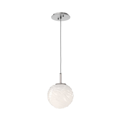 Gaia LED Pendant Light in Satin Nickel/Opal White (Medium).