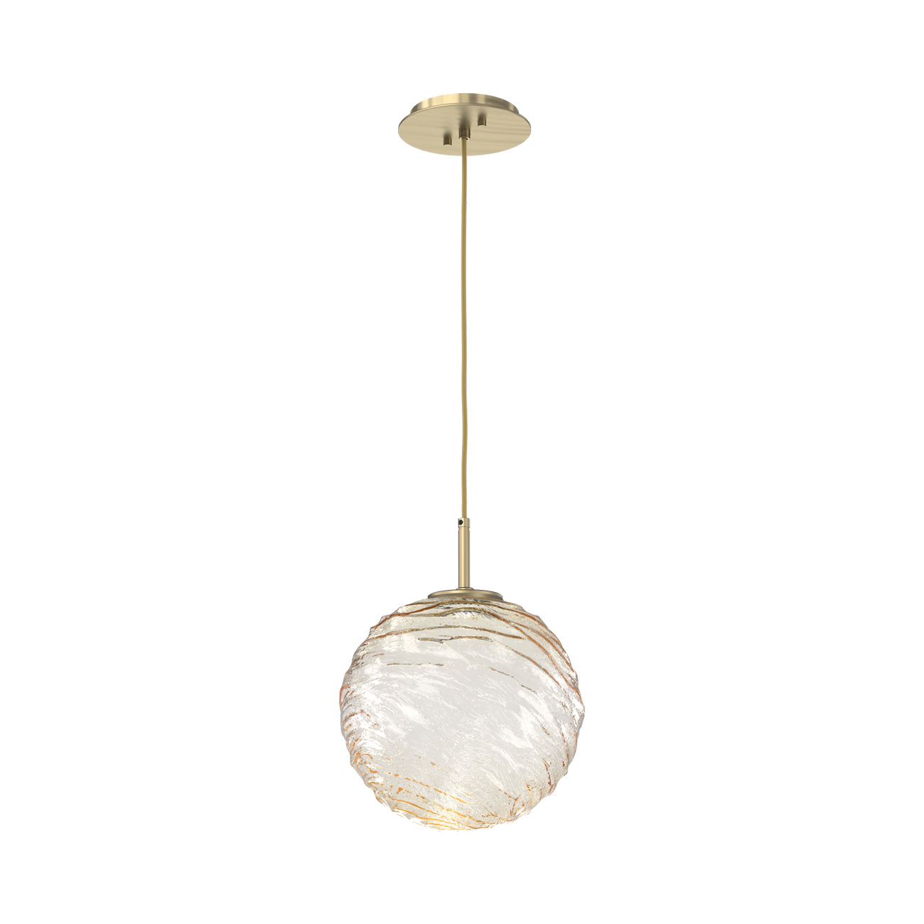 Gaia LED Pendant Light in Heritage Brass/Amber (Large).