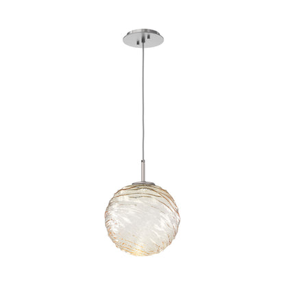 Gaia LED Pendant Light in Satin Nickel/Amber (Large).