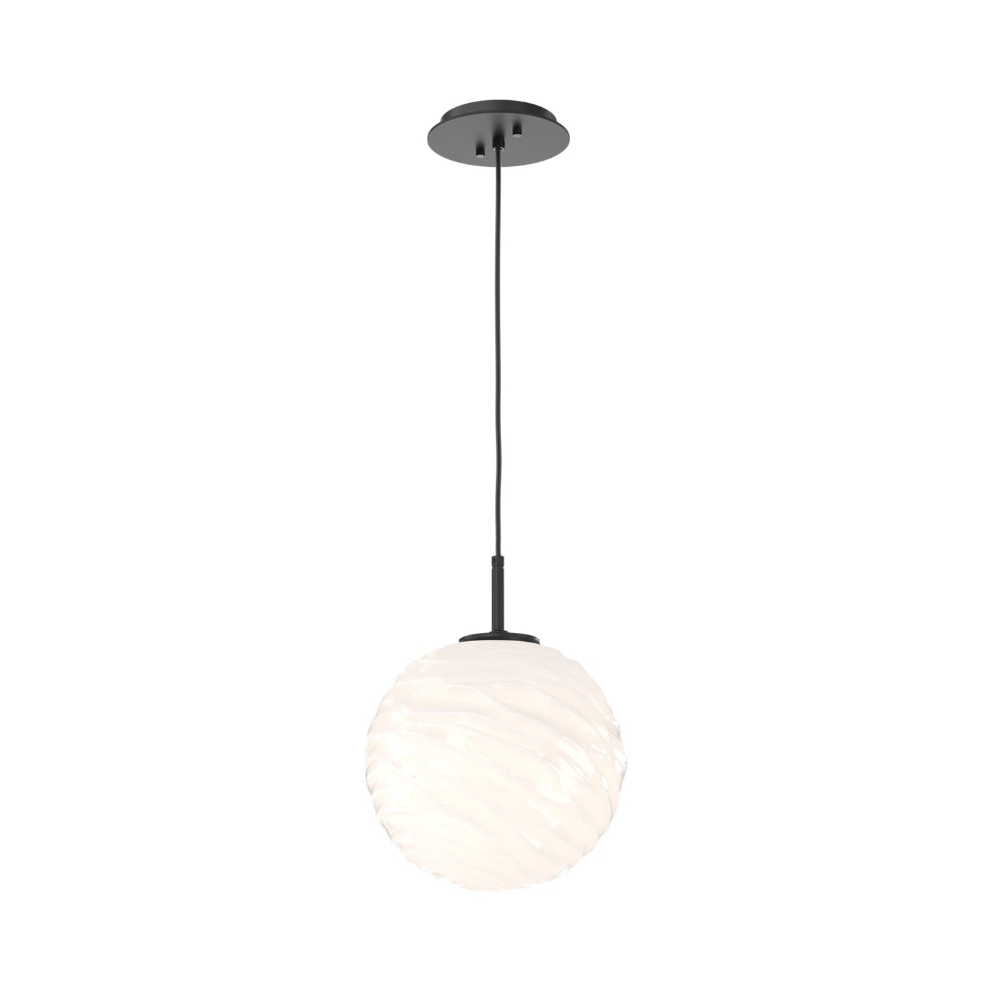 Gaia LED Pendant Light in Matte Black/Opal White (Large).