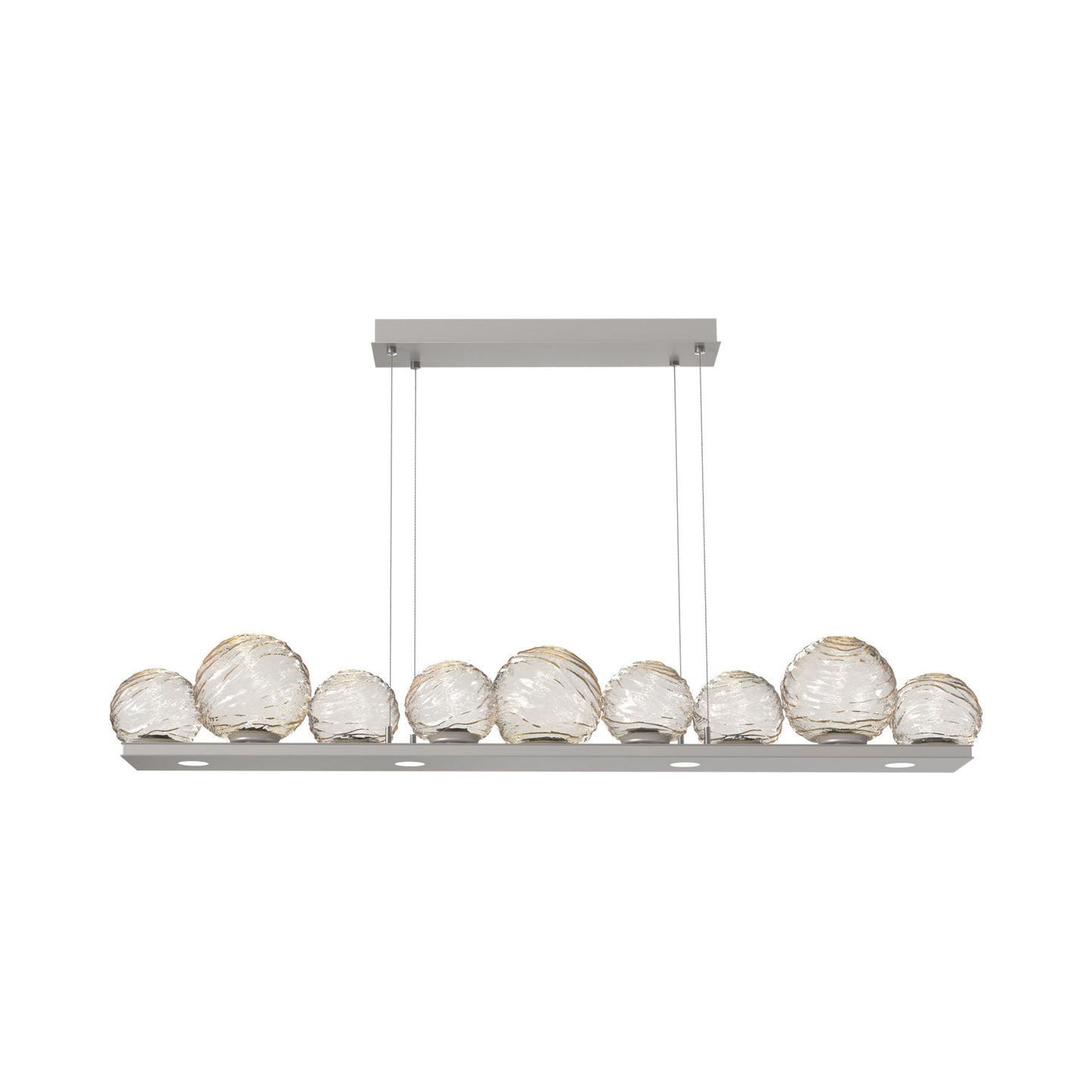 Gaia Linear LED Chandelier in Beige Silver/Amber Blown Glass (59-Inch).