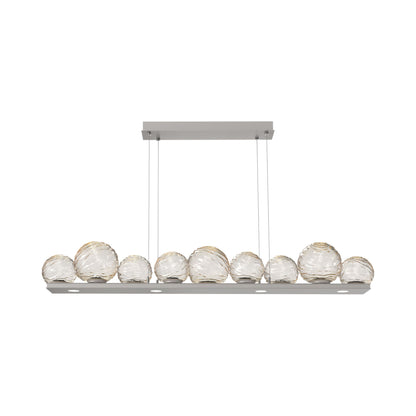 Gaia Linear LED Chandelier in Beige Silver/Amber Blown Glass (59-Inch).