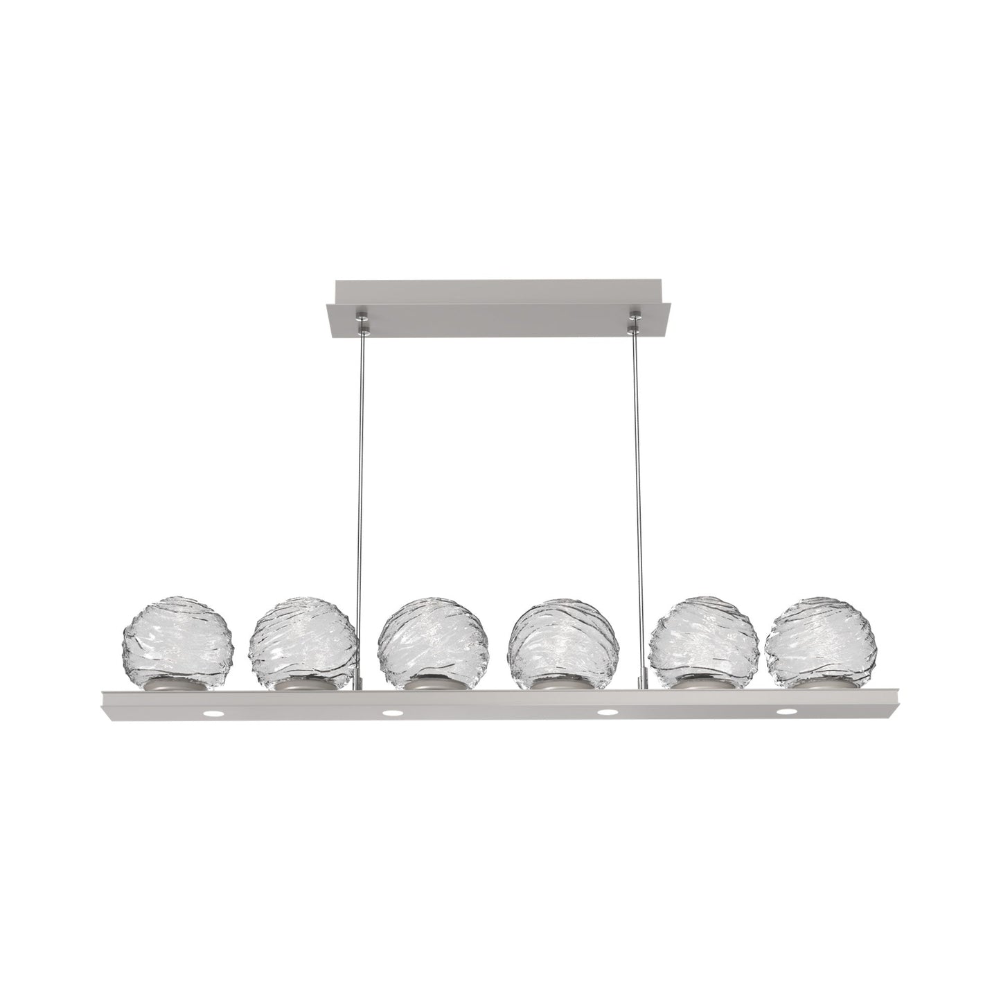 Gaia Linear LED Chandelier in Beige Silver/Clear Blown Glass (44-Inch).