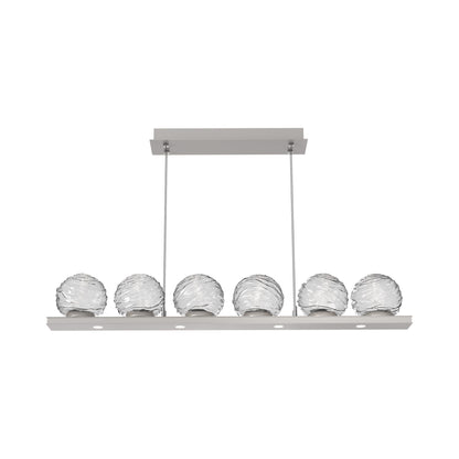 Gaia Linear LED Chandelier in Beige Silver/Clear Blown Glass (44-Inch).