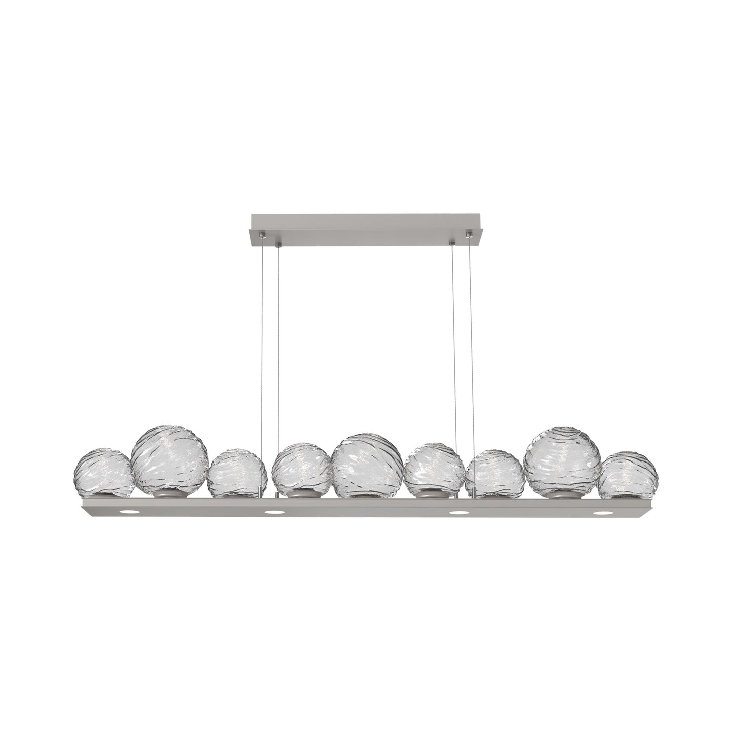 Gaia Linear LED Chandelier in Beige Silver/Clear Blown Glass (59-Inch).