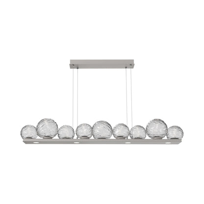 Gaia Linear LED Chandelier in Beige Silver/Clear Blown Glass (59-Inch).