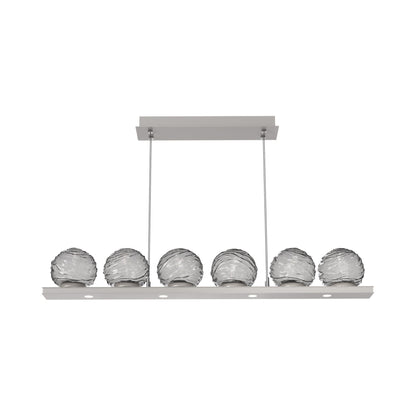 Gaia Linear LED Chandelier in Beige Silver/Smoke Blown Glass (44-Inch).