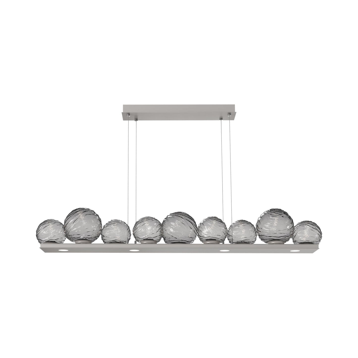 Gaia Linear LED Chandelier in Beige Silver/Smoke Blown Glass (59-Inch).
