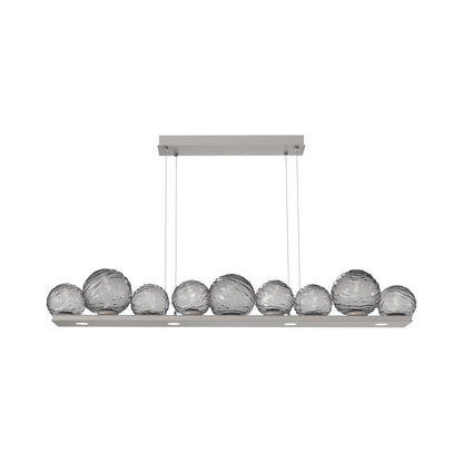 Gaia Linear LED Chandelier in Beige Silver/Smoke Blown Glass (59-Inch).