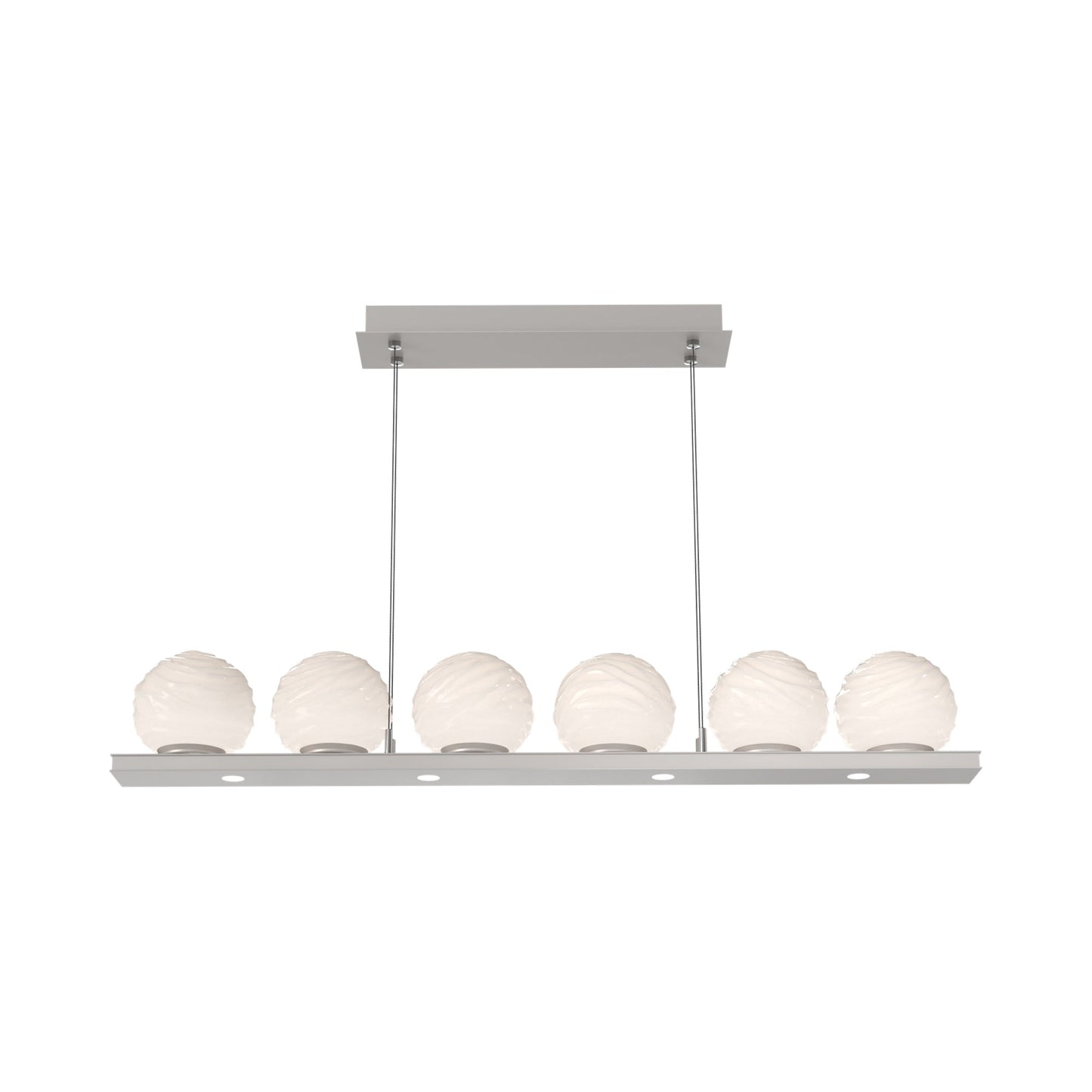 Gaia Linear LED Chandelier in Beige Silver/White Blown Glass (44-Inch).